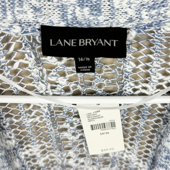 Lane Bryant Blue Fisherman’s Open Knit Front Cardigan Sweater Plus Size 14/16 - Picture 4 of 9